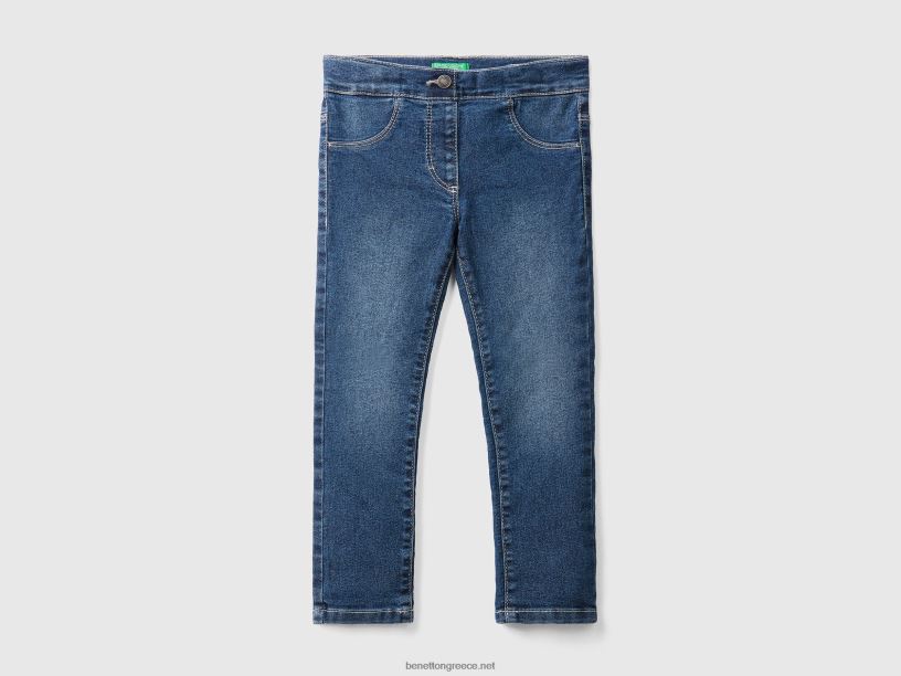 Jegging "eco-recycle" σε μείγμα ελαστικού βαμβακιού J8TLD5726 Benetton παιδιά σκούρο μπλε