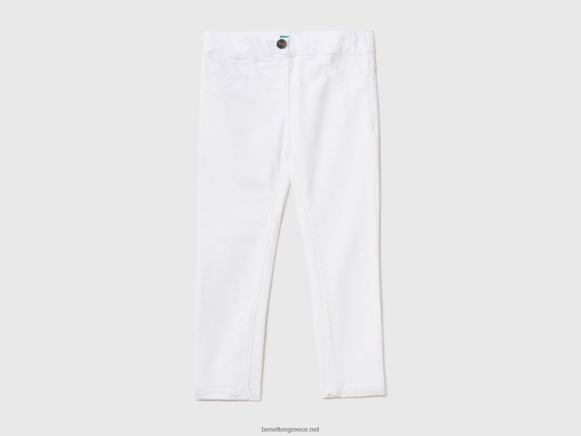 jeggings σε μείγμα βαμβακιού ελαστικού J8TLD3017 Benetton παιδιά άσπρο