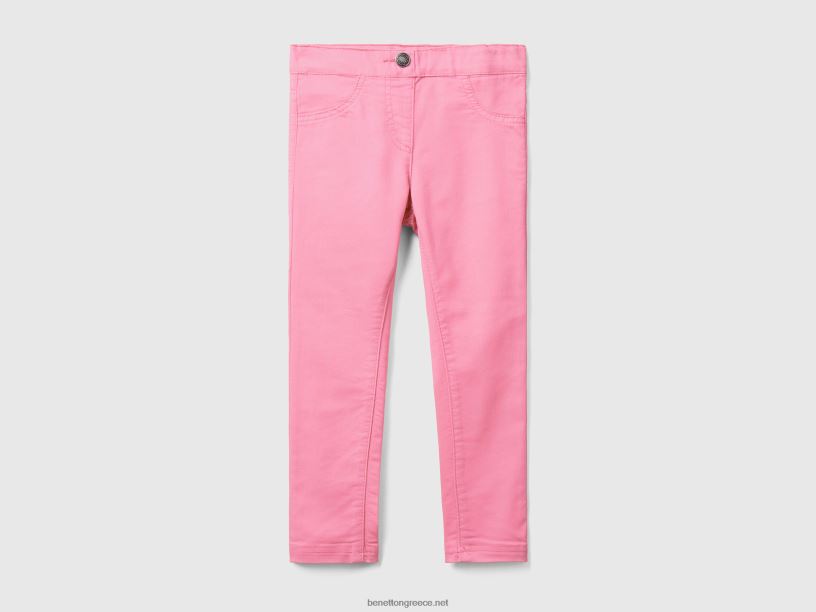 jeggings σε μείγμα βαμβακιού ελαστικού J8TLD5697 Benetton παιδιά ροζ