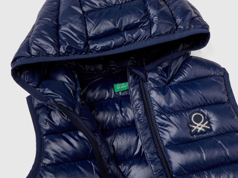 σακάκι με επένδυση με κουκούλα J8TLD2830 Benetton παιδιά σκούρο μπλε