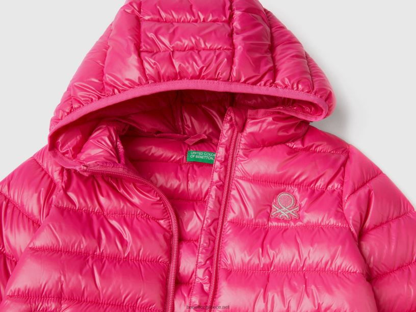 σακάκι με επένδυση με κουκούλα J8TLD5530 Benetton παιδιά φουξία