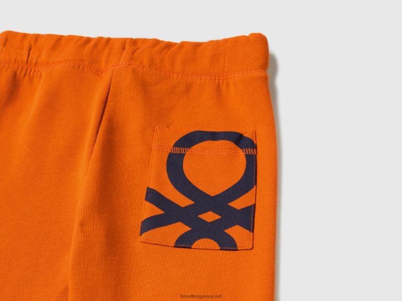 Φούτερ από 100% βαμβάκι J8TLD1918 Benetton παιδιά πορτοκάλι