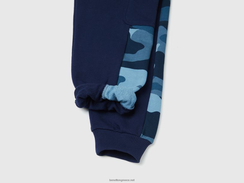 φούτερ με ζώνες παραλλαγής J8TLD1919 Benetton παιδιά σκούρο μπλε