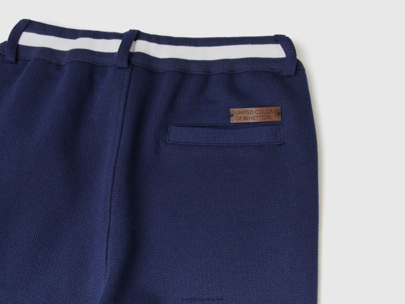 φούτερ με κορδόνι J8TLD1930 Benetton παιδιά σκούρο μπλε