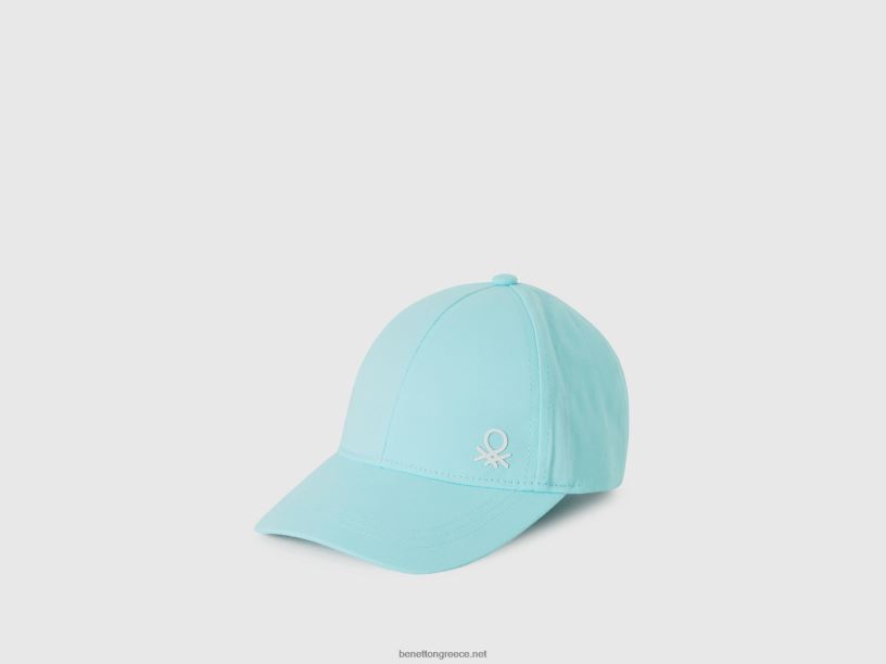 βαμβακερό καπέλο με γείσο J8TLD2072 Benetton παιδιά τουρκουάζ