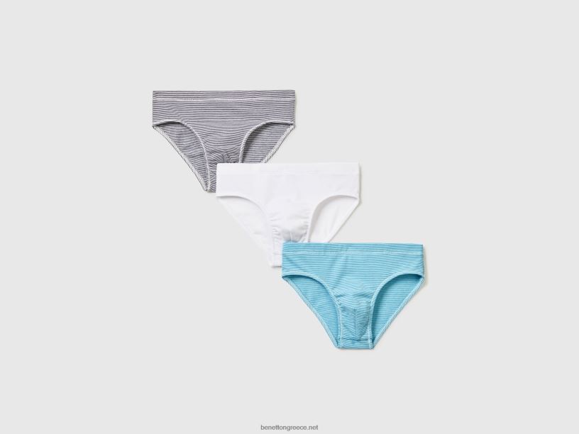 τρία εσώρουχα από ελαστικό βαμβάκι J8TLD4977 Benetton παιδιά μπλε