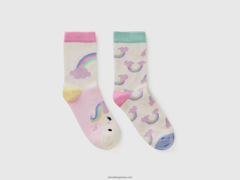 mix & match κάλτσες με σχέδια J8TLD2040 Benetton παιδιά άσπρο