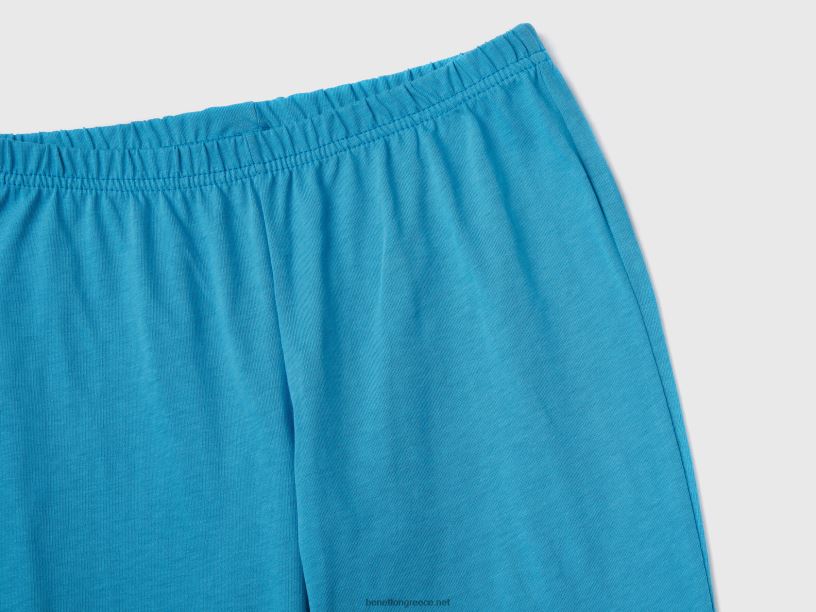 slim fit πιτζάμες από 100% βαμβάκι J8TLD2033 Benetton παιδιά τουρκουάζ