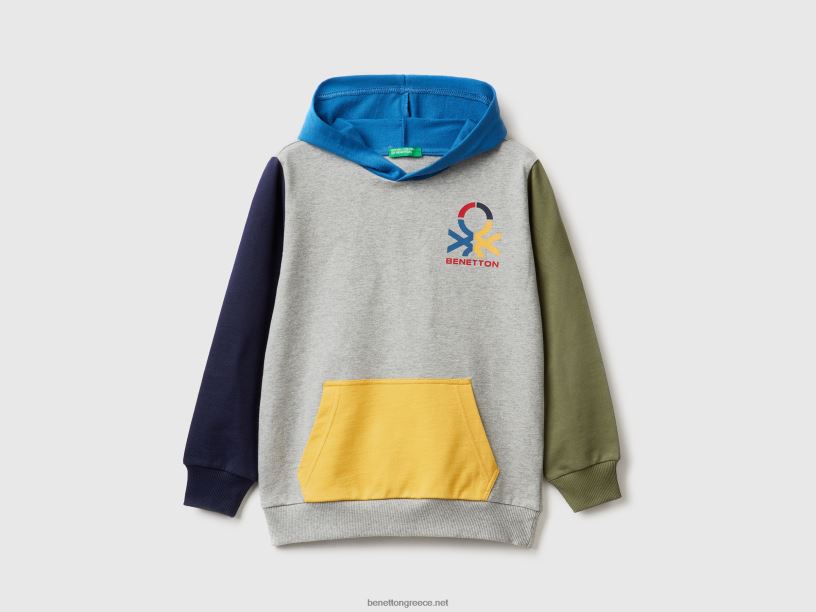 Φούτερ από 100% βαμβάκι J8TLD4848 Benetton παιδιά πολύχρωμο