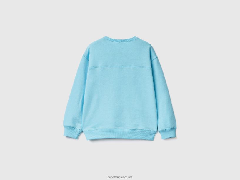 πουλόβερ φούτερ από ανακυκλωμένο ύφασμα J8TLD1816 Benetton παιδιά νέον μπλε του ουρανού