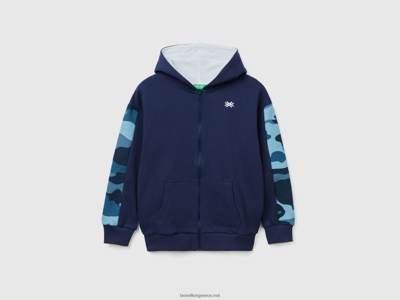 κουκούλα με μανίκια παραλλαγής J8TLD1819 Benetton παιδιά σκούρο μπλε