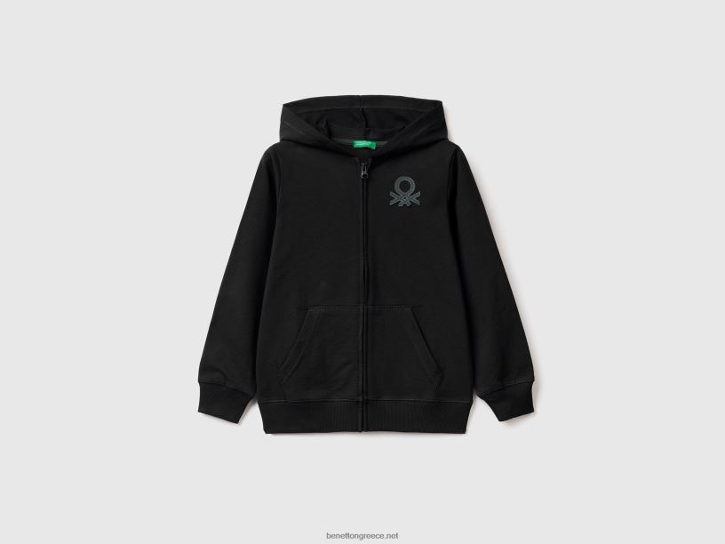 κουκούλα με φερμουάρ J8TLD1843 Benetton παιδιά μαύρος