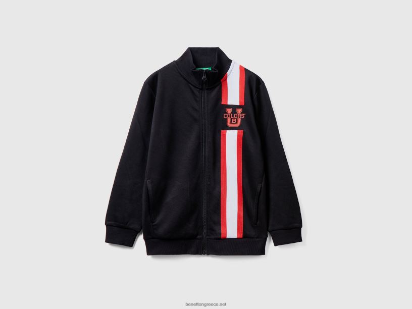 φούτερ από τεχνικό ύφασμα με φερμουάρ J8TLD4865 Benetton παιδιά μαύρος