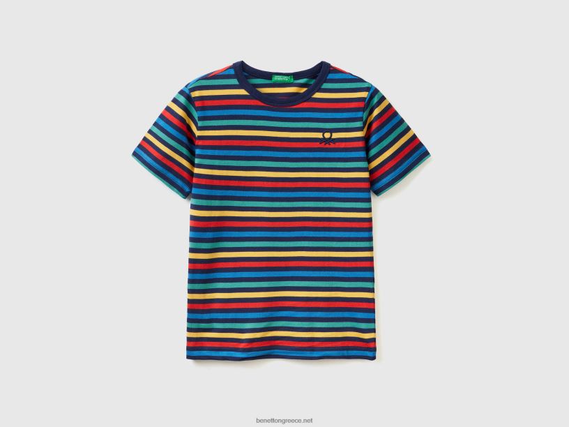 ριγέ μπλουζάκι από 100% βαμβάκι J8TLD1753 Benetton παιδιά πολύχρωμο