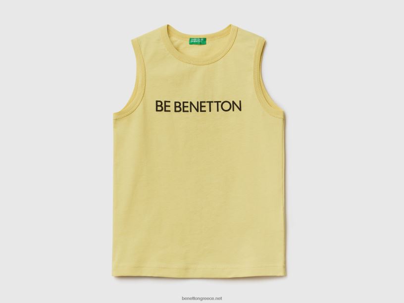 φανελάκι από 100% οργανικό βαμβάκι με λογότυπο J8TLD1765 Benetton παιδιά άσβεστος