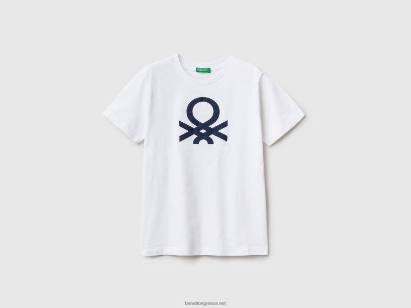 T-shirt από 100% οργανικό βαμβάκι με λογότυπο J8TLD4818 Benetton παιδιά άσπρο