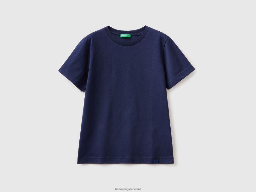 T-shirt από οργανικό βαμβάκι J8TLD1681 Benetton παιδιά σκούρο μπλε