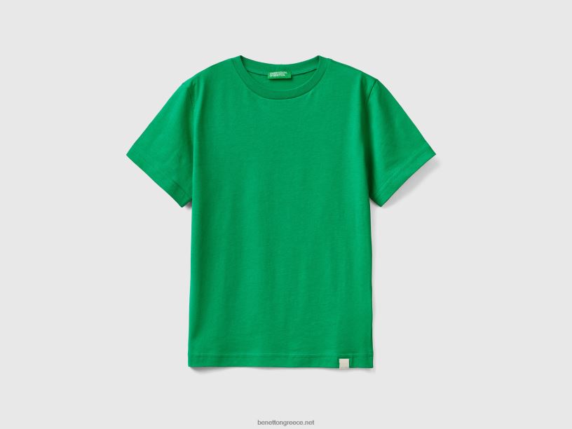 T-shirt από οργανικό βαμβάκι J8TLD1709 Benetton παιδιά πράσινος