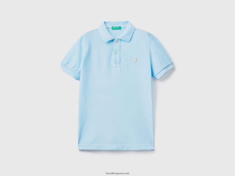 νέον πόλο από οργανικό βαμβάκι J8TLD1874 Benetton παιδιά νέον μπλε του ουρανού