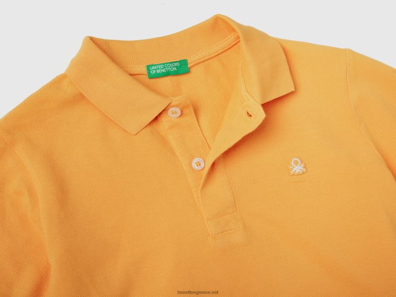 slim fit polo από 100% οργανικό βαμβάκι J8TLD1886 Benetton παιδιά κίτρινος