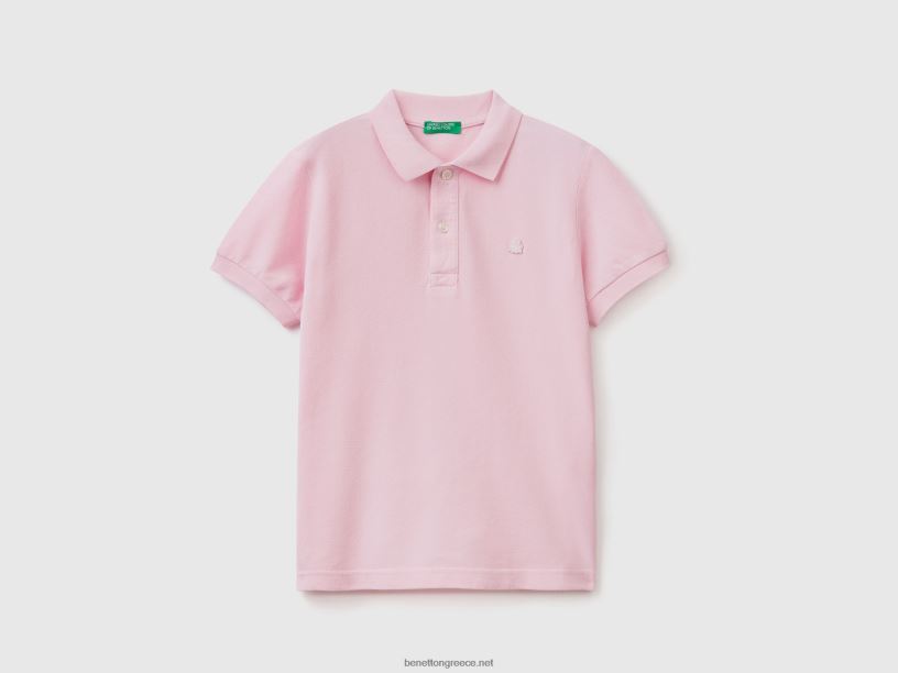 slim fit polo από 100% οργανικό βαμβάκι J8TLD4891 Benetton παιδιά ροζ