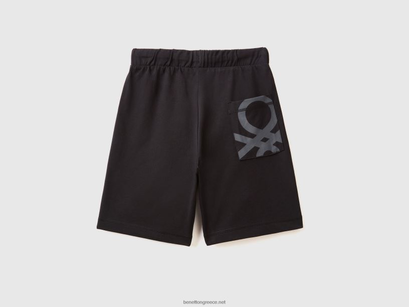 Βερμούδες από 100% βαμβάκι J8TLD1957 Benetton παιδιά μαύρος