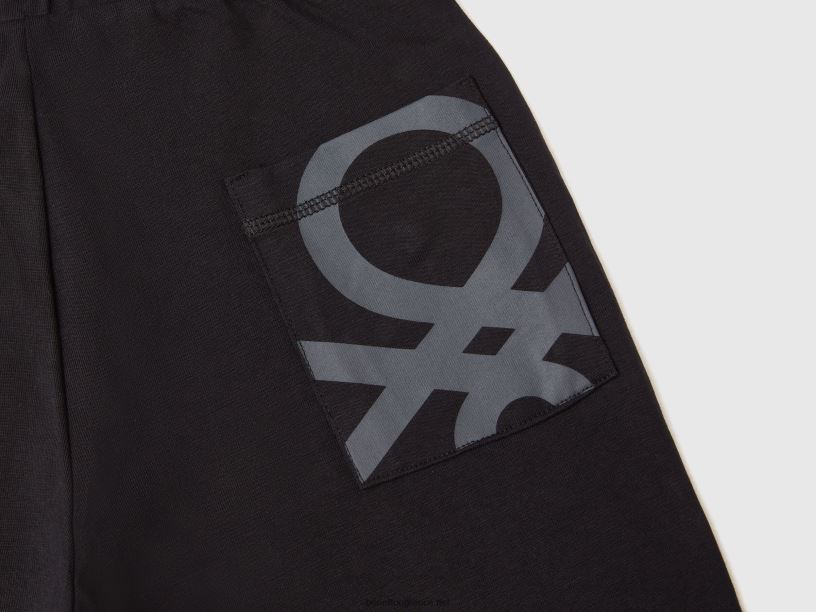 Βερμούδες από 100% βαμβάκι J8TLD1957 Benetton παιδιά μαύρος