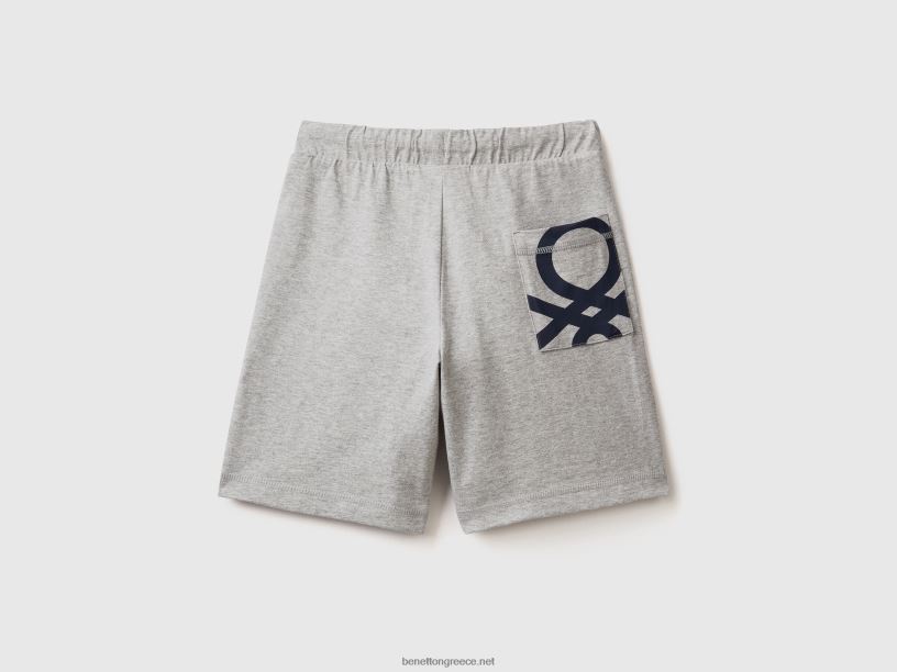 Βερμούδες από 100% βαμβάκι J8TLD1986 Benetton παιδιά ανοιχτό γκρι