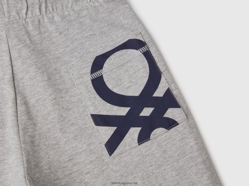 Βερμούδες από 100% βαμβάκι J8TLD1986 Benetton παιδιά ανοιχτό γκρι