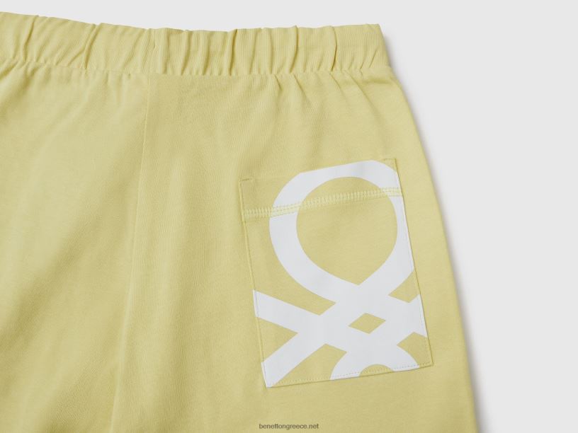 Βερμούδες από 100% βαμβάκι J8TLD2003 Benetton παιδιά άσβεστος