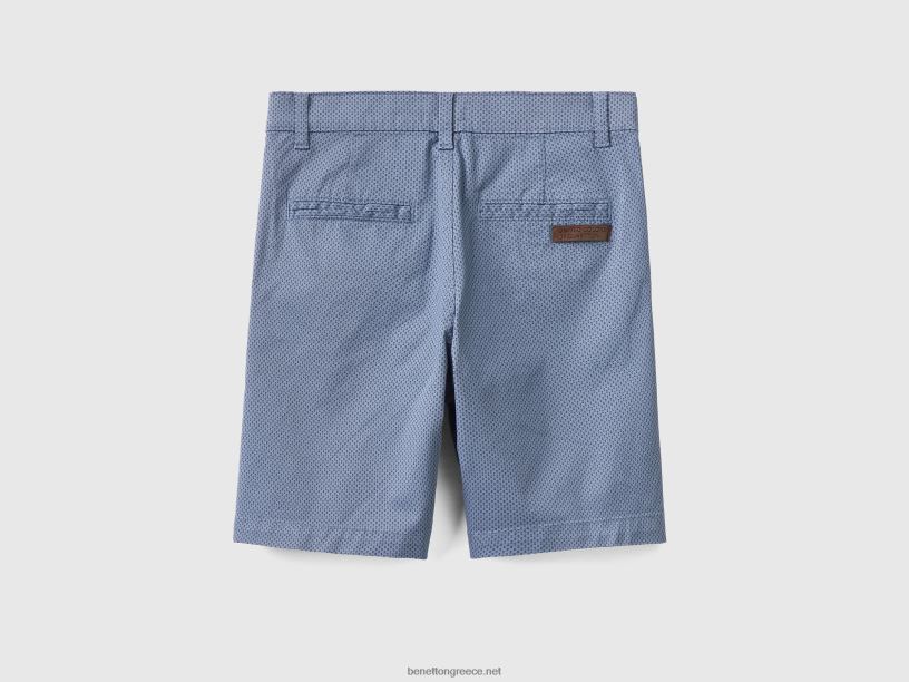 σορτς με μικρο μοτίβο σε λεπτή εφαρμογή J8TLD1991 Benetton παιδιά μπλε της αεροπορίας