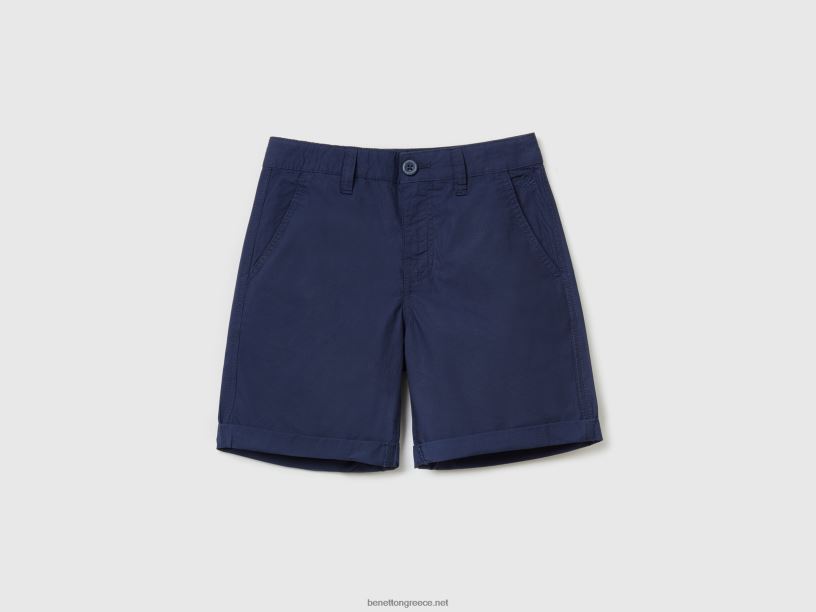 βερμούδες από καθαρό βαμβάκι J8TLD4963 Benetton παιδιά σκούρο μπλε