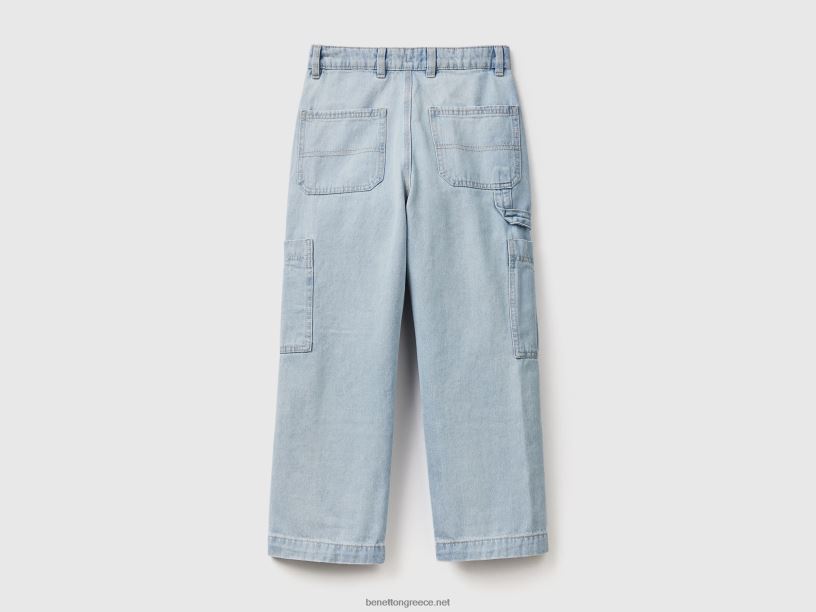 loose fit cargo τζιν J8TLD2002 Benetton παιδιά γαλάζιο