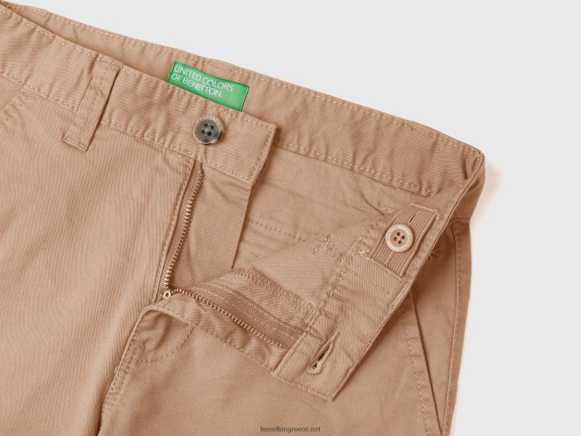 slim fit chinos από ελαστικό βαμβάκι J8TLD1992 Benetton παιδιά καμήλα
