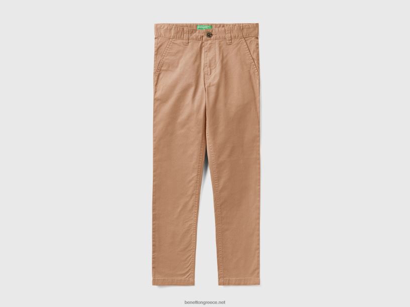 slim fit chinos από ελαστικό βαμβάκι J8TLD4952 Benetton παιδιά καμήλα