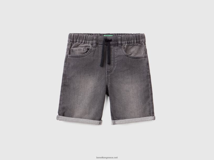 βερμούδες σε stretch τζιν J8TLD1967 Benetton παιδιά σκούρο γκρίζο