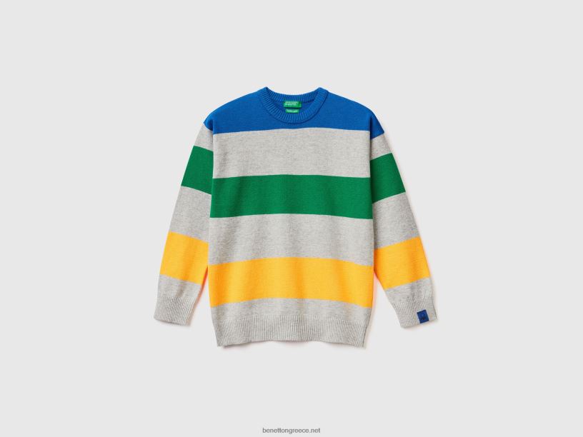 ριγέ πουλόβερ J8TLD6050 Benetton παιδιά γκρί