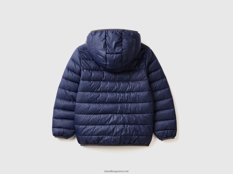 σακάκι με επένδυση με κουκούλα J8TLD1633 Benetton παιδιά σκούρο μπλε