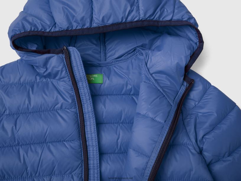 σακάκι με επένδυση με κουκούλα J8TLD4747 Benetton παιδιά γαλάζιο