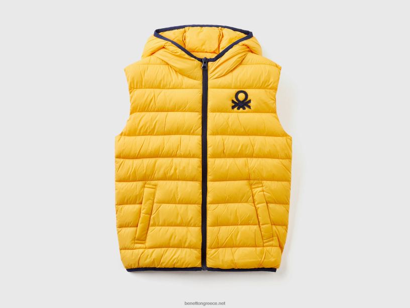 σακάκι με επένδυση με κουκούλα J8TLD4755 Benetton παιδιά κίτρινος