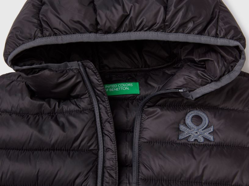 σακάκι με επένδυση με κουκούλα J8TLD4762 Benetton παιδιά μαύρος