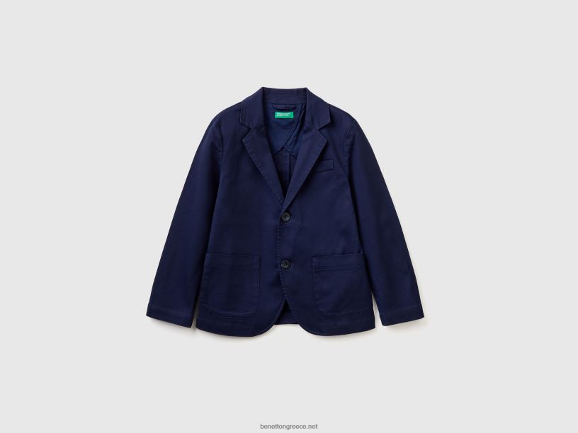 blazer από ελαστικό βαμβάκι J8TLD4744 Benetton παιδιά σκούρο μπλε