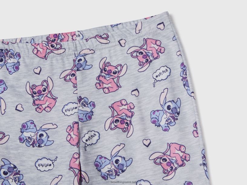 ζεστές πιτζάμες με στάμπα βελονιάς J8TLD2740 Benetton παιδιά κρεμώδες λευκό