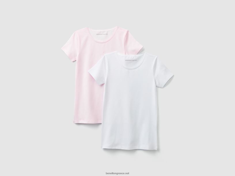 δύο μπλουζάκια από ελαστικό βαμβάκι J8TLD2788 Benetton παιδιά πολύχρωμο