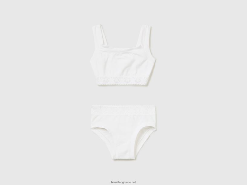 σούπερ ελαστικό κοστούμι από οργανικό βαμβάκι J8TLD5528 Benetton παιδιά άσπρο