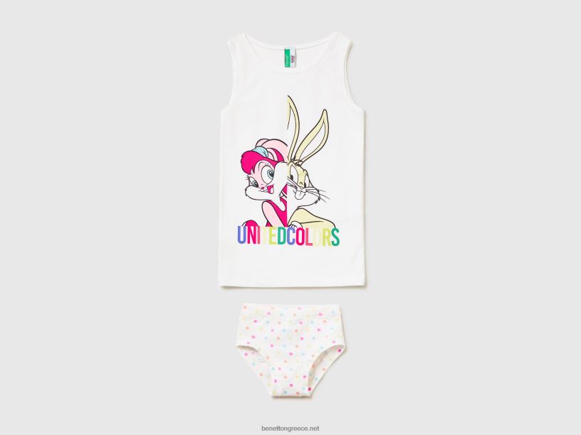 bugs bunny & lola φανελάκι και εσώρουχα J8TLD2780 Benetton παιδιά άσπρο