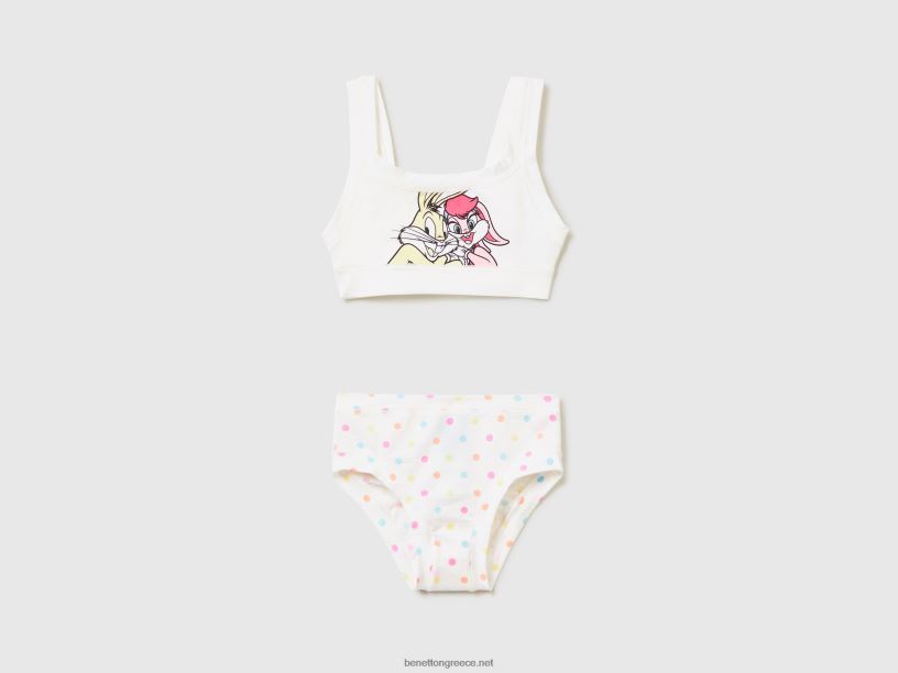 bugs bunny & lola top και εσώρουχα J8TLD2737 Benetton παιδιά άσπρο