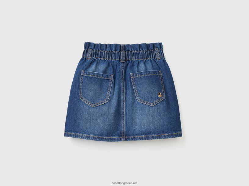 τζιν φούστα χαρτοσακούλα J8TLD5490 Benetton παιδιά σκούρο μπλε