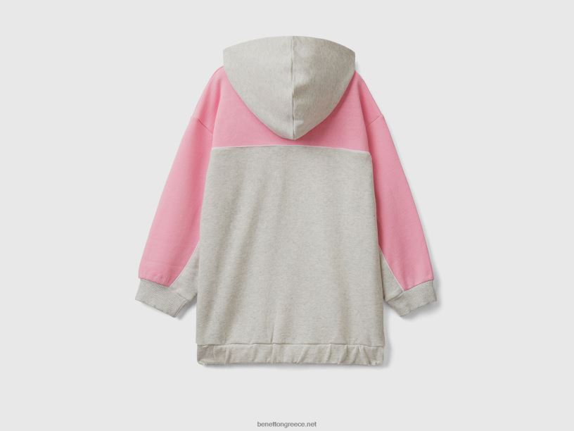 μεγάλου μεγέθους κουκούλα με στάμπα J8TLD2540 Benetton παιδιά ανοιχτό γκρι