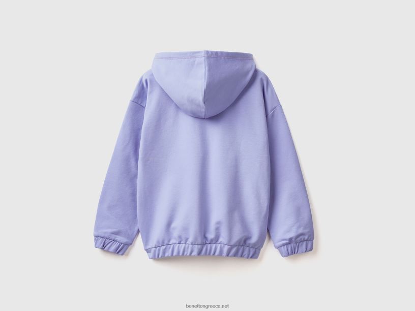 Φούτερ με φερμουάρ και κεντημένο λογότυπο J8TLD5343 Benetton παιδιά μυρτιά